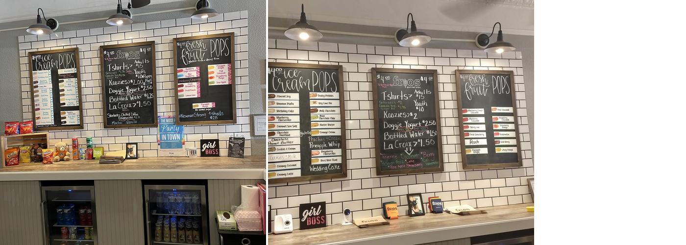 Frios Gourmet Pops Menu