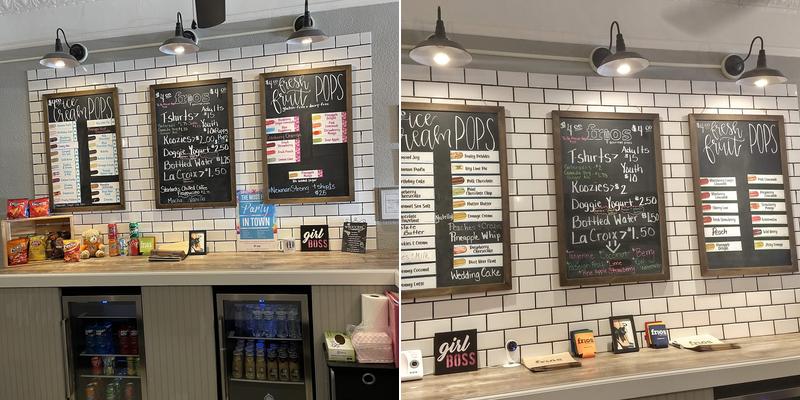 Frios Gourmet Pops Menu