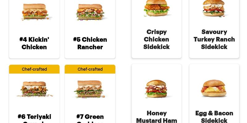 Subway Goderich Menu