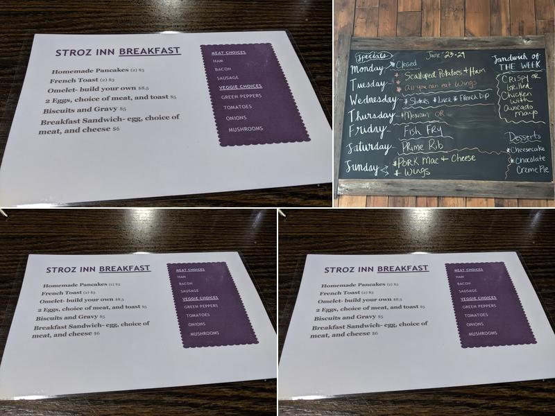 Stroz Inn Menu