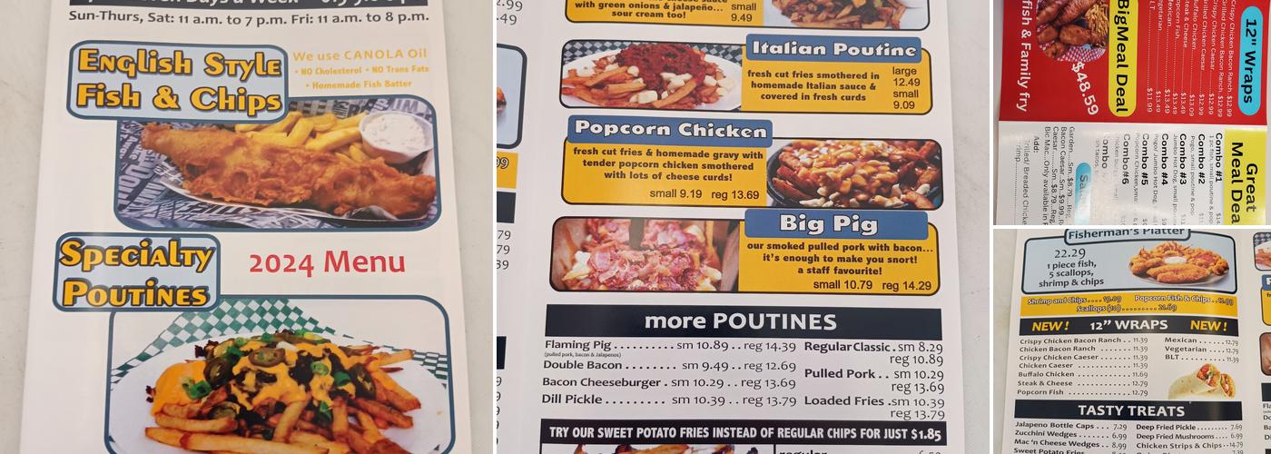 Tim's Fish & Chips and Poutine Menu