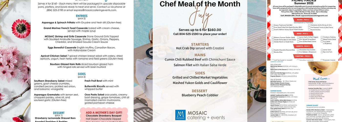 MOSAIC Catering + Events Menu