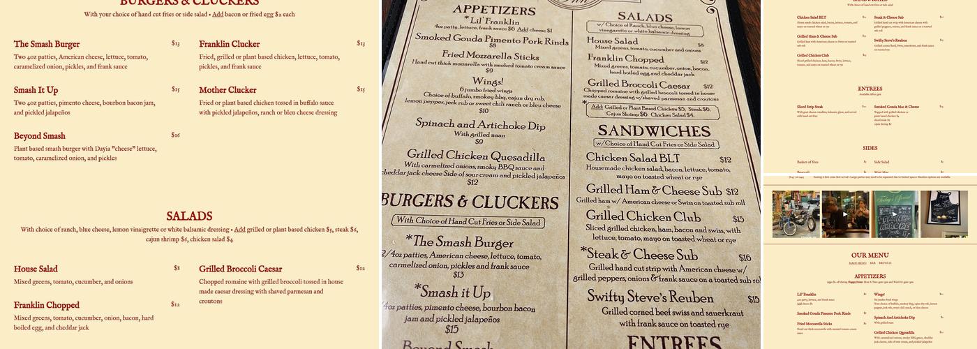 The Franklin Inn Menu