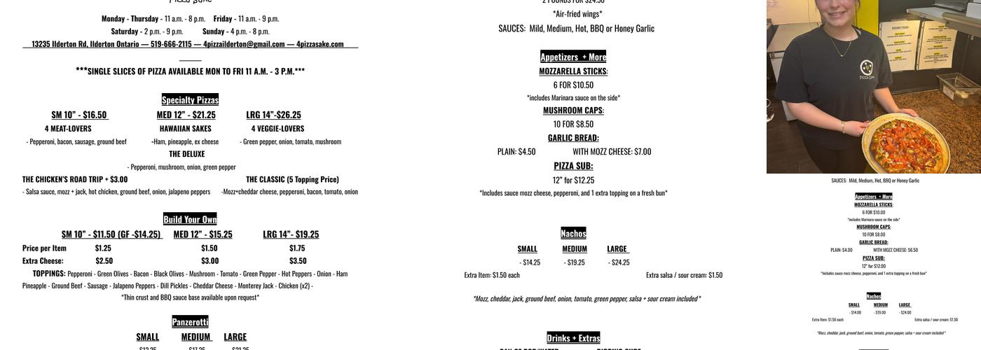 4 Pizza Sake Menu