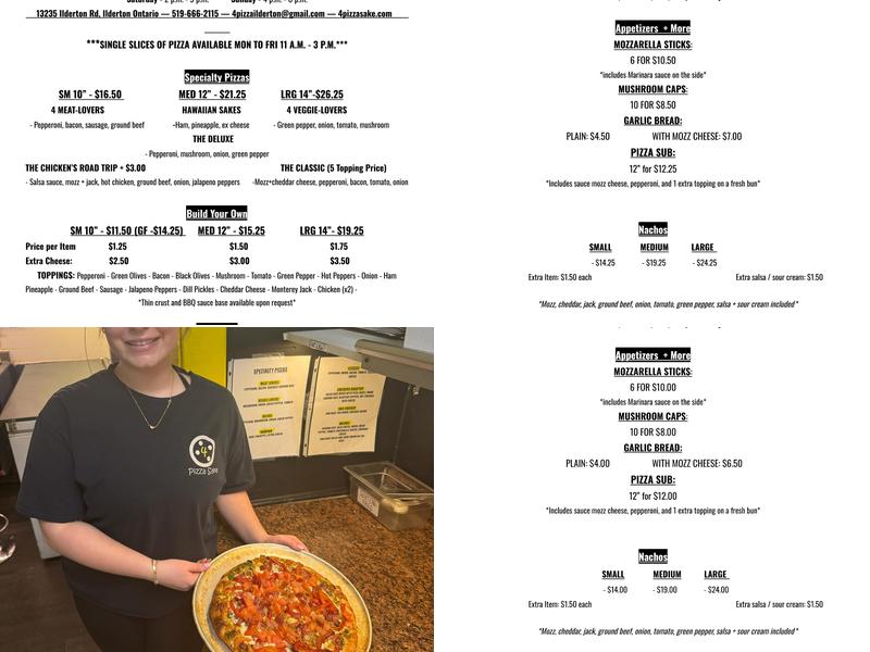 4 Pizza Sake Menu