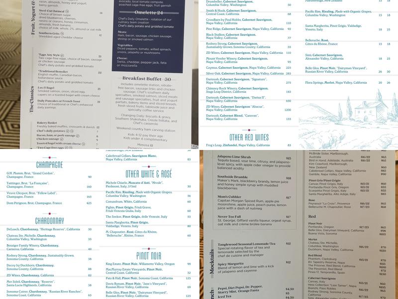 Tanglewood- A Southern Kitchen Menu