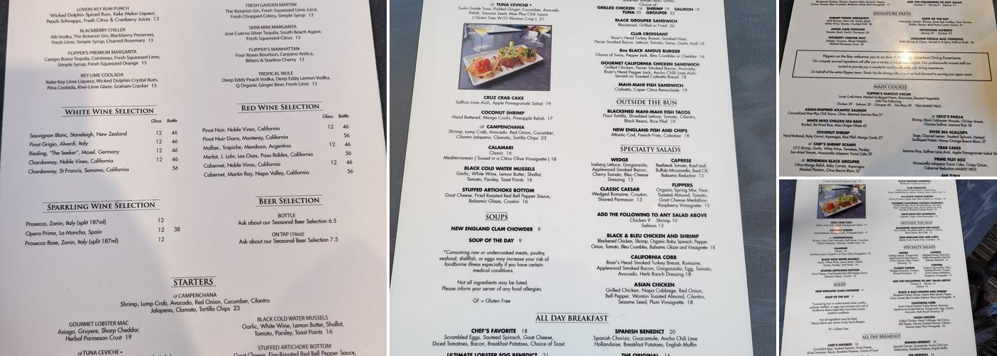 Flippers Menu