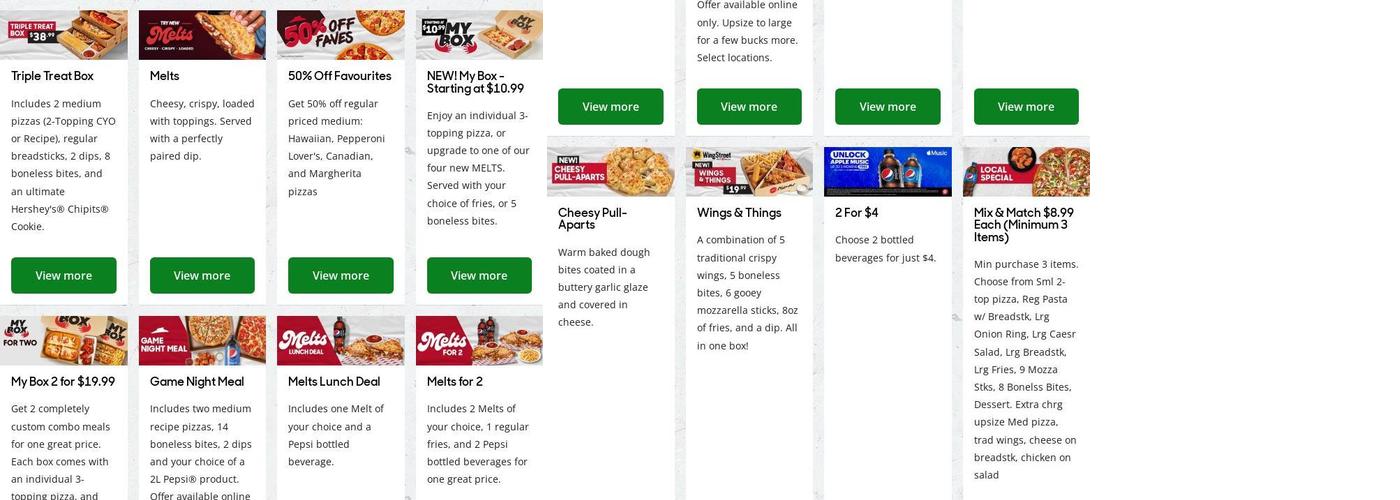 Pizza Hut Menu
