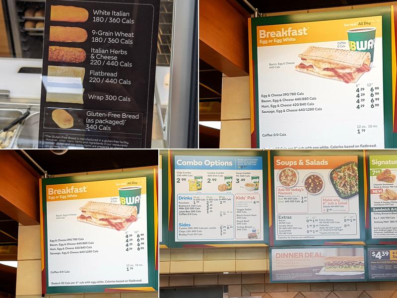 Subway Menu