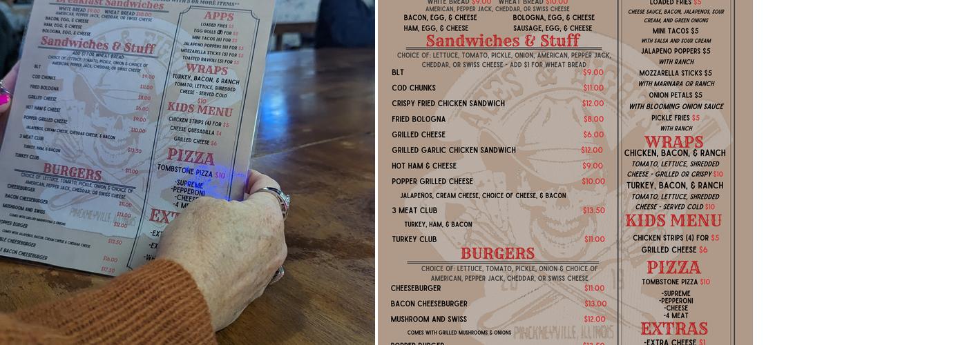 Aces & Eights - Bar, Grill & Gaming Menu