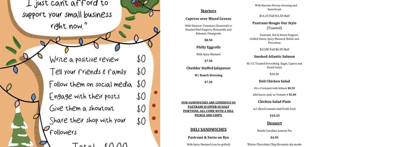 David Napier's White House Catering Menu