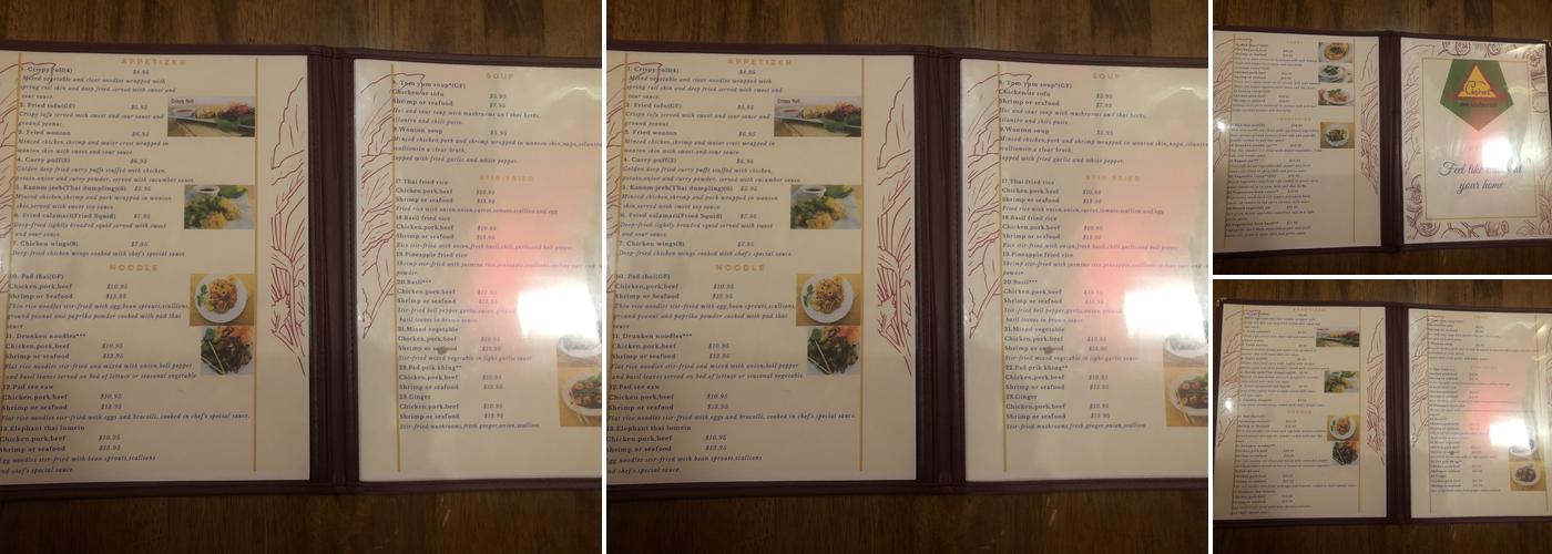 Elephant Thai Restaurant Menu