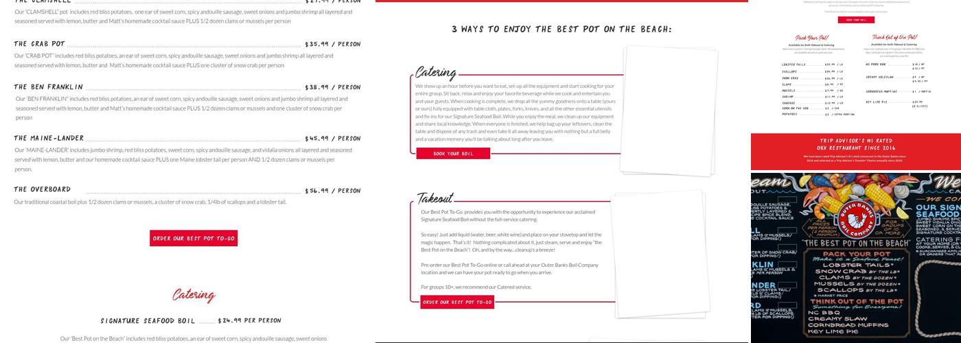 Outer Banks Boil Company Menu