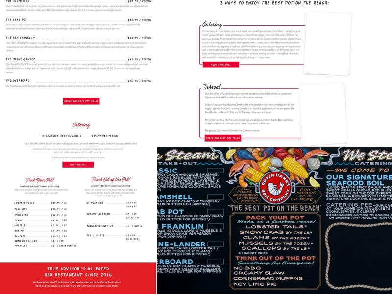 Outer Banks Boil Company Menu