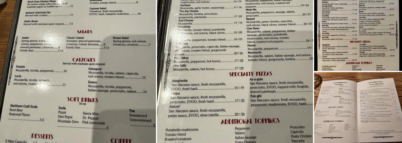 Marioochi’s Pizzeria On The Square Menu