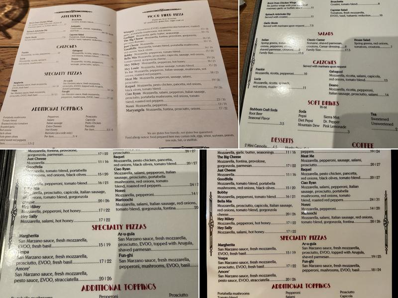 Marioochi’s Pizzeria On The Square Menu
