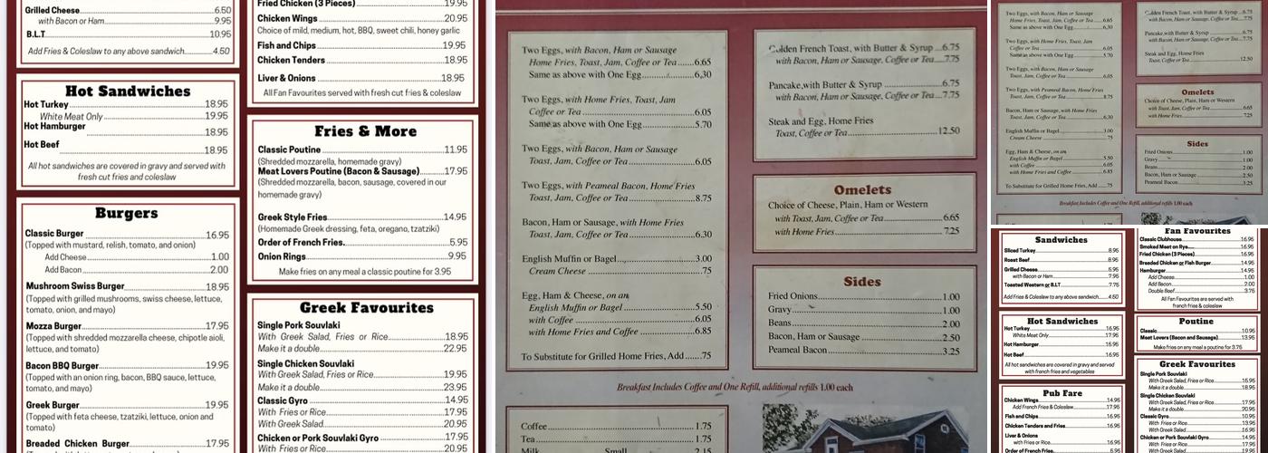 Jon's Restaurant Menu