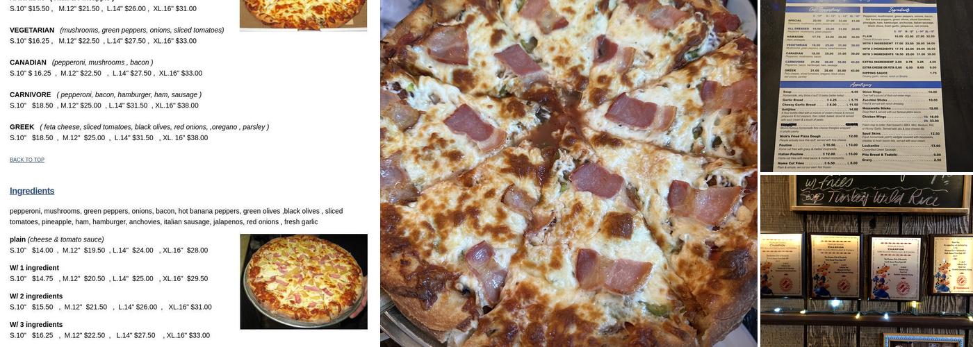 1000 Islands Restaurant & Pizzeria Menu