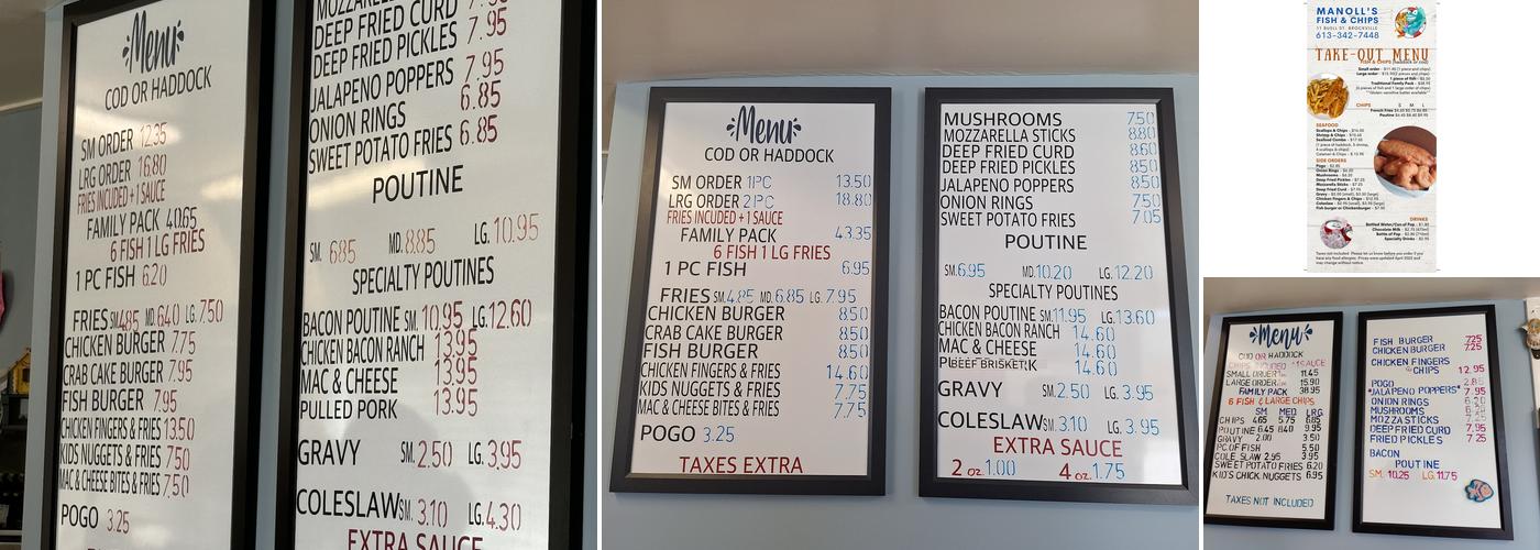 Manoll's Fish & Chips Menu