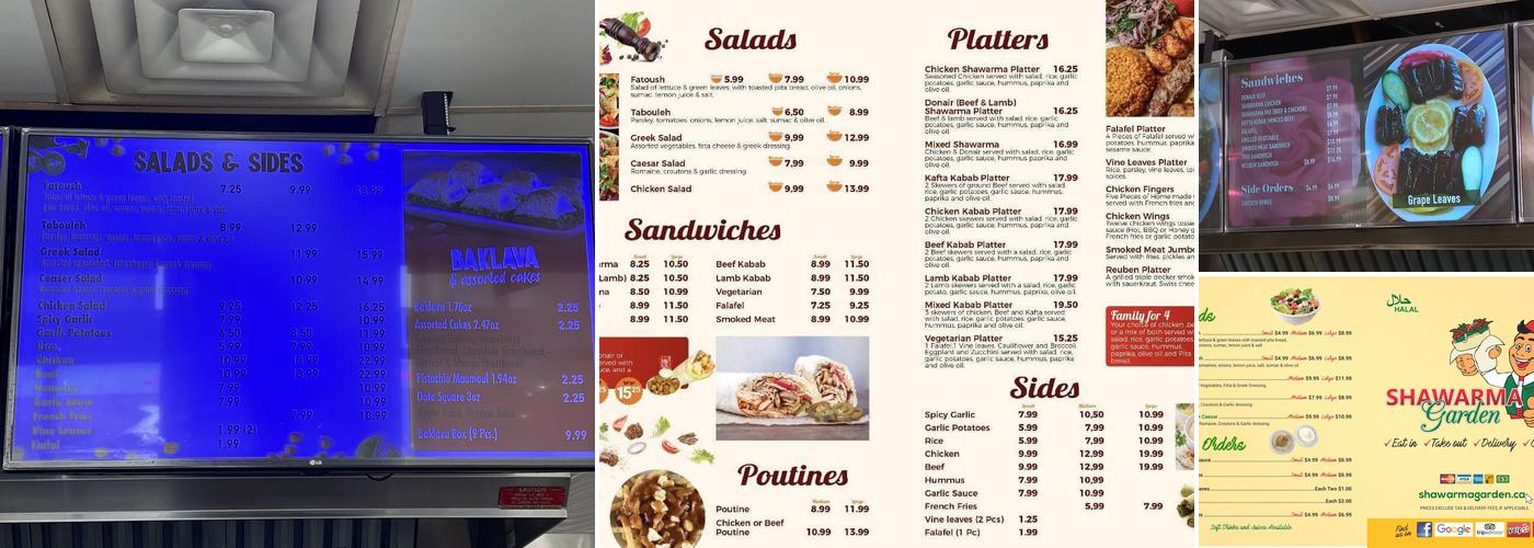 Shawarma Garden Menu