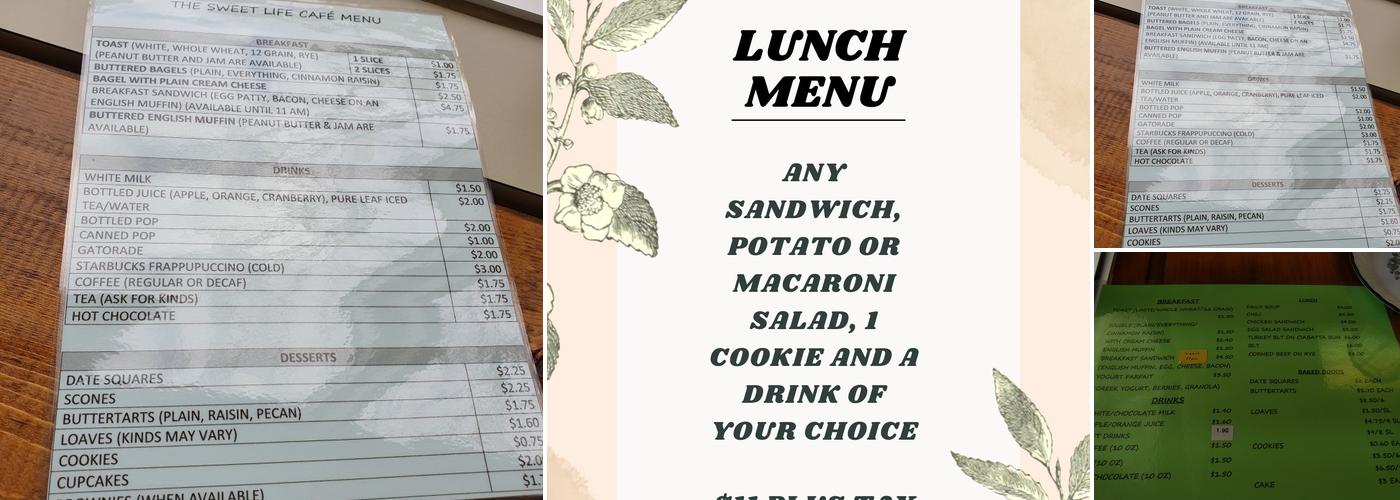 The Sweet Life Cafe Menu