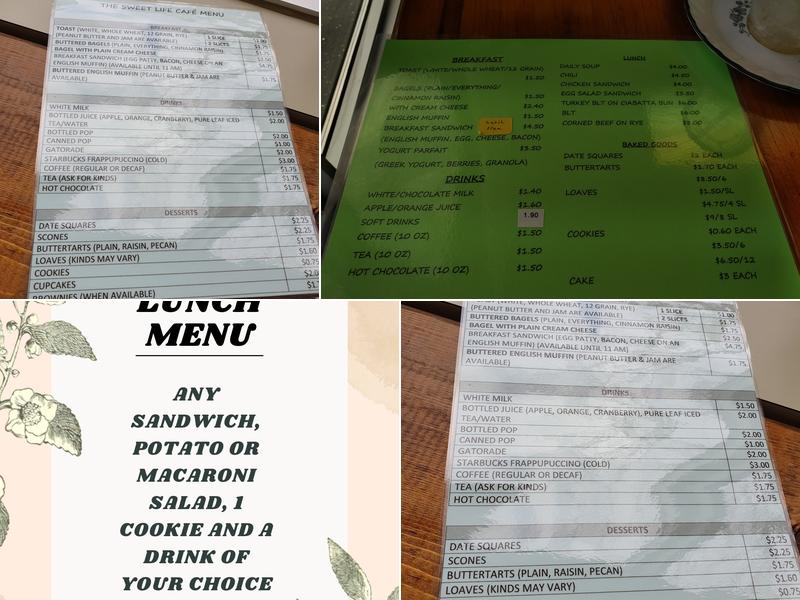 The Sweet Life Cafe Menu