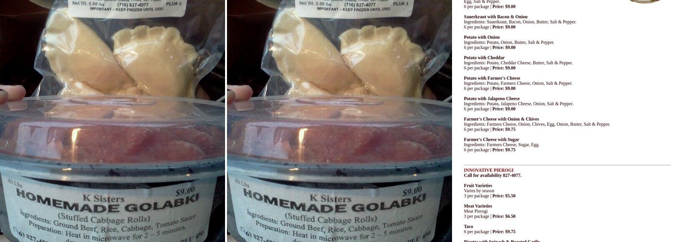 K Sisters Authentic Pierogi Menu