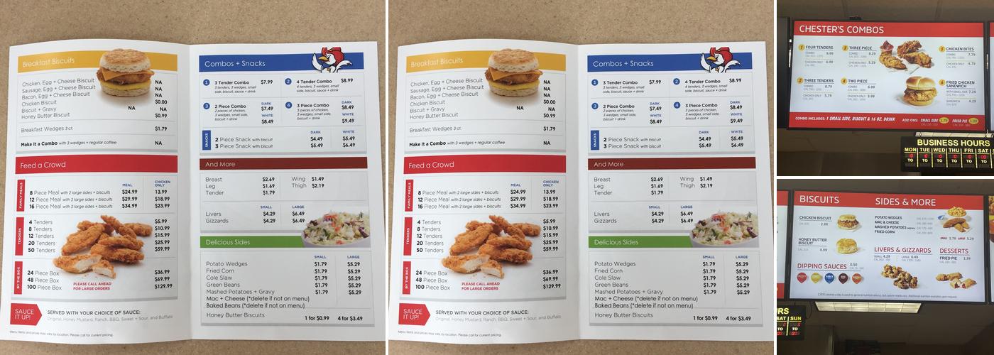 Chester's Chicken Menu
