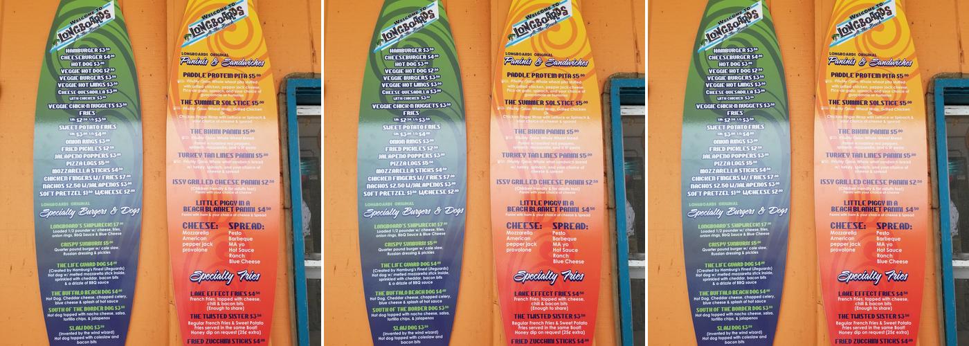 Longboards Menu