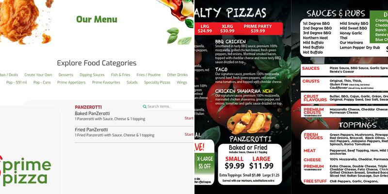 Prime Pizza - Exeter Menu