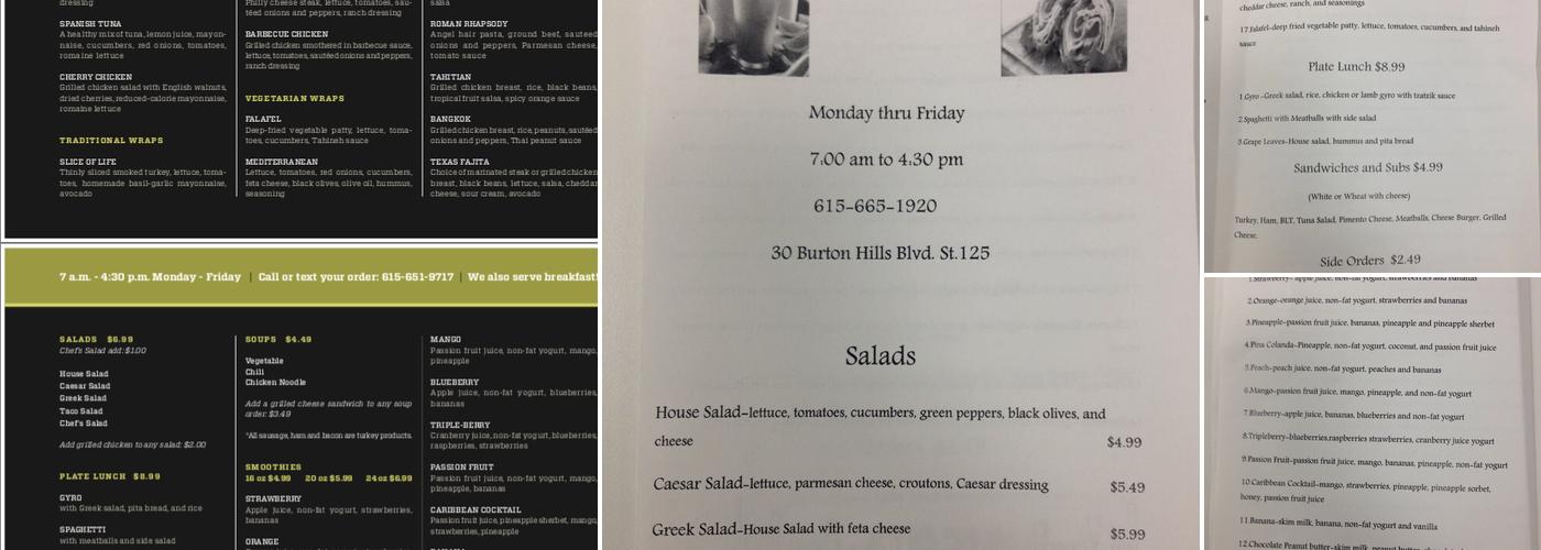 Fresh Wraps & Smoothies Menu