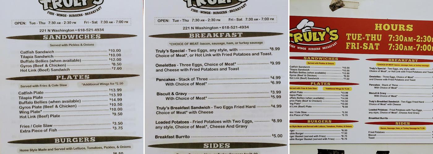 Trulys Menu