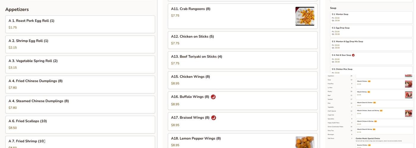 Happy panda Chinese restaurant Menu