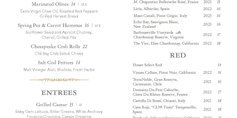 The Social Terrace Menu