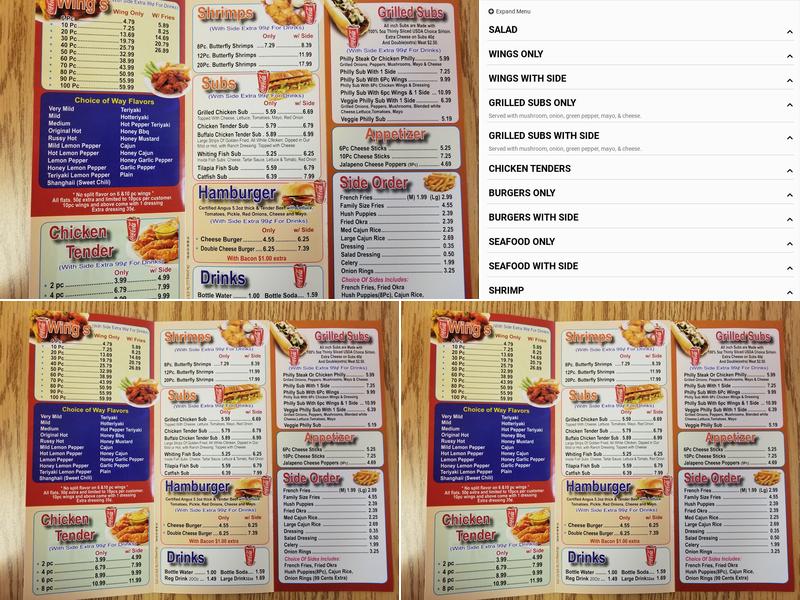 Ruchda Wings Menu
