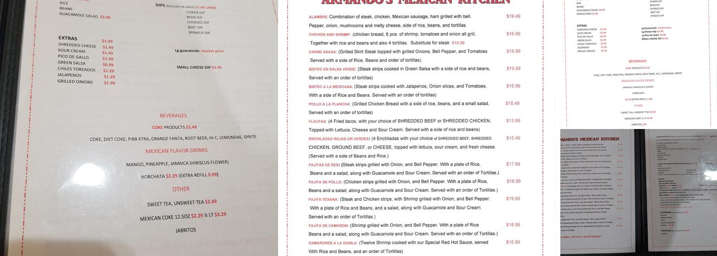 Armando's Mexican Kitchen Menu