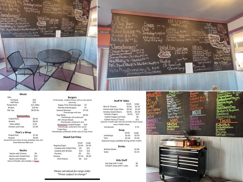 Kretzschy's Smokey BBQ Menu