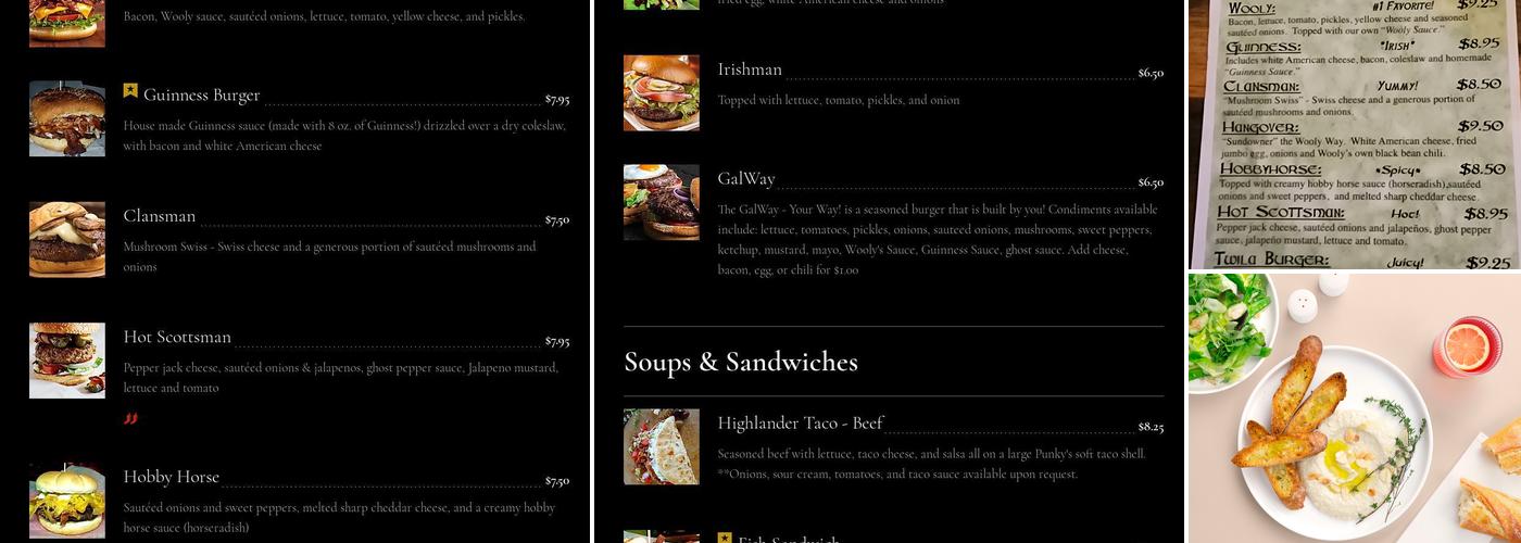 Wooly’s Neighborhood Celtic Pub Menu