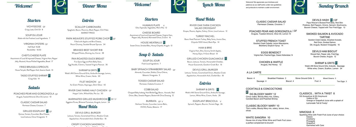 Devil’s Knob Grill Menu