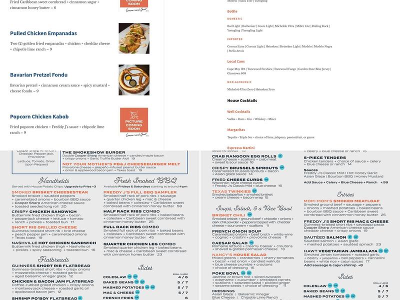 Freddy J's Bar & Kitchen Menu