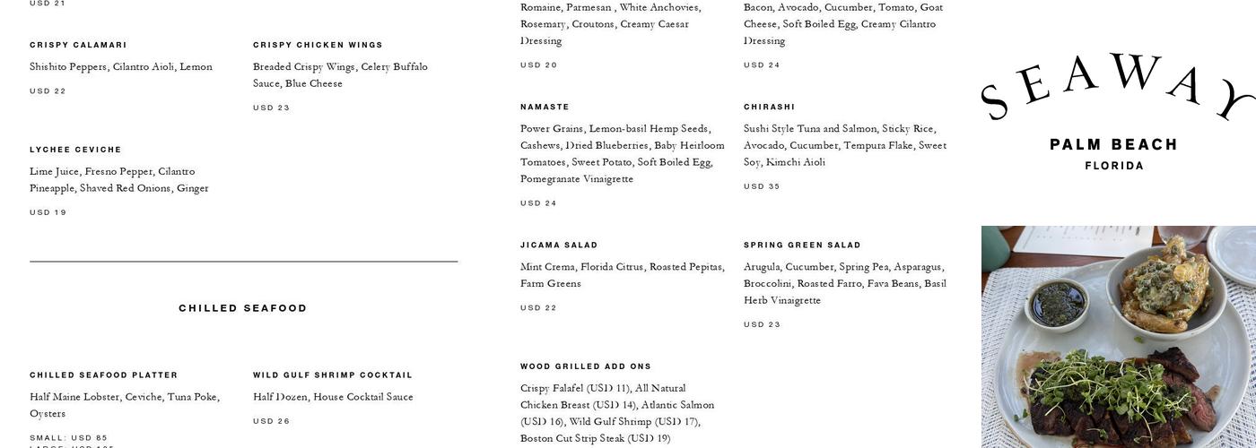 Seaway Menu
