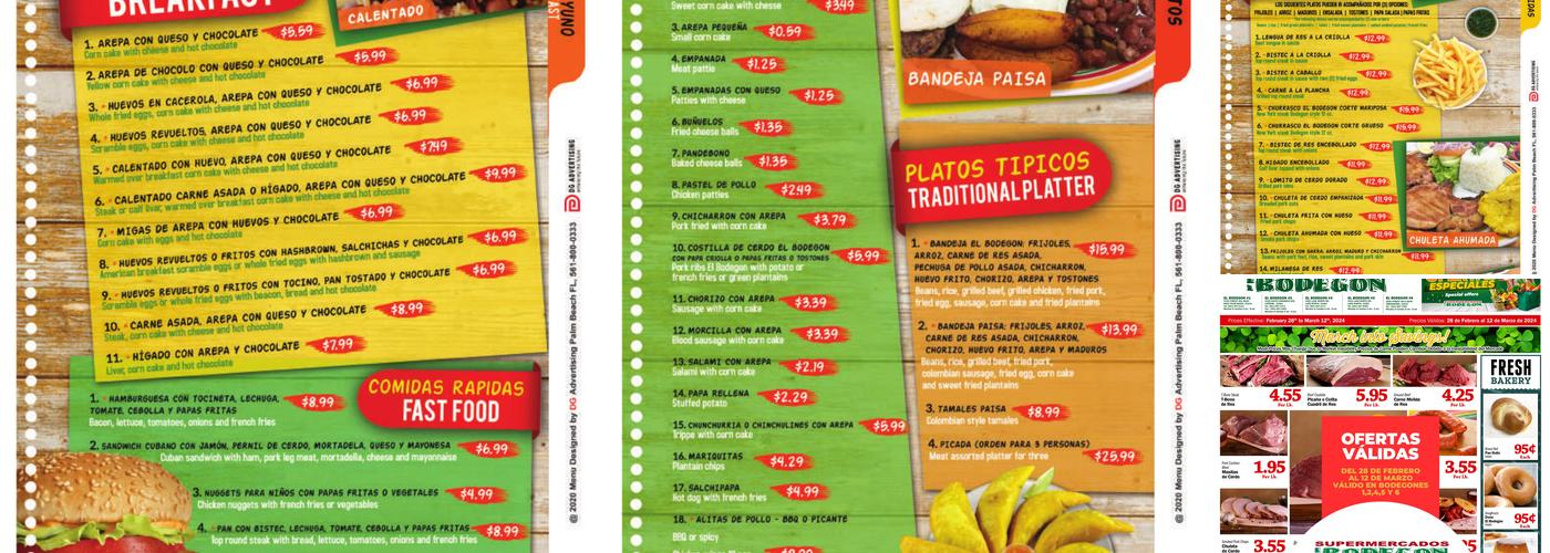 Restaurante El Bodegon Menu