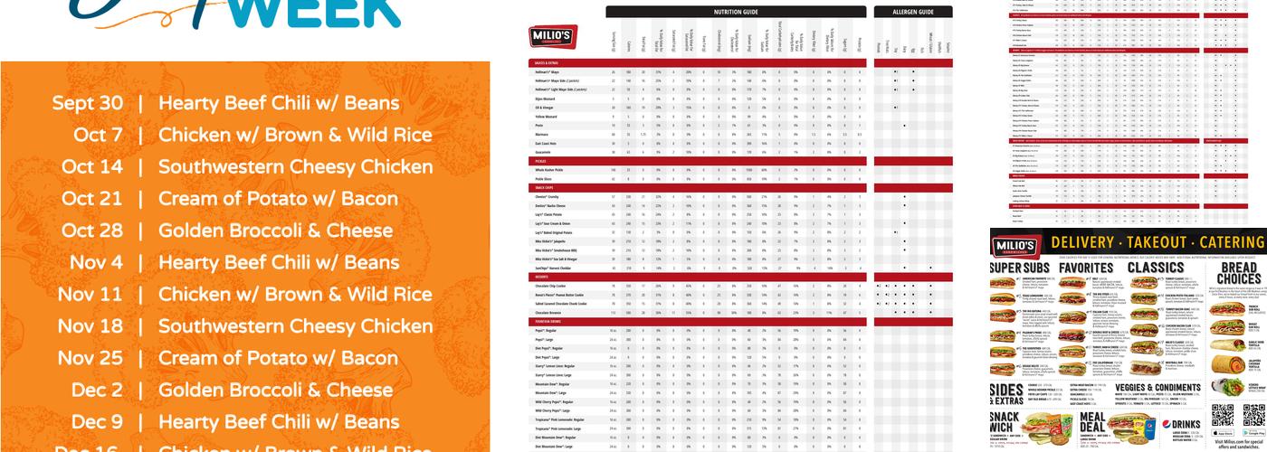 Milio's Sandwiches Menu