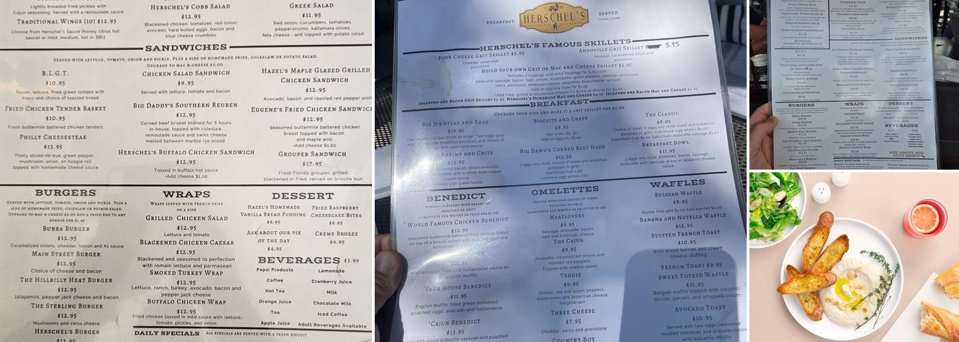 Herschel's Scratch Kitchen Menu