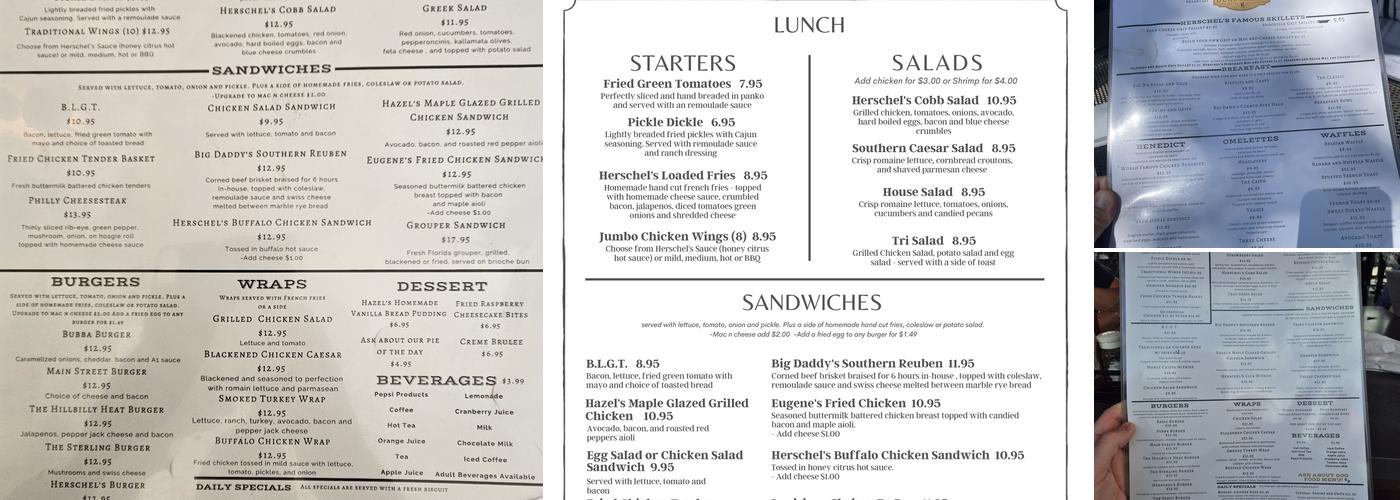 Herschel's Scratch Kitchen Menu