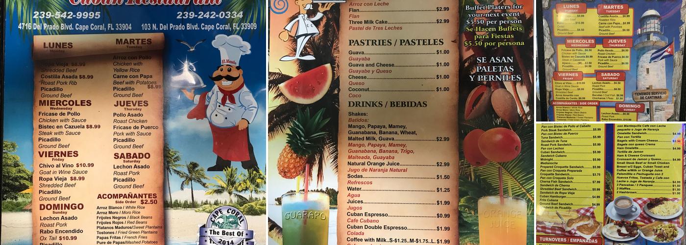 La Roca cuban restaurant Menu
