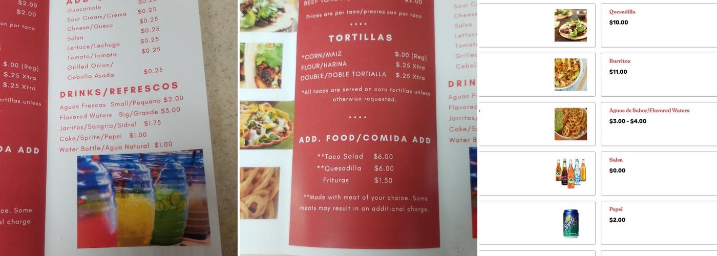 Taqueria Gonzalez Menu