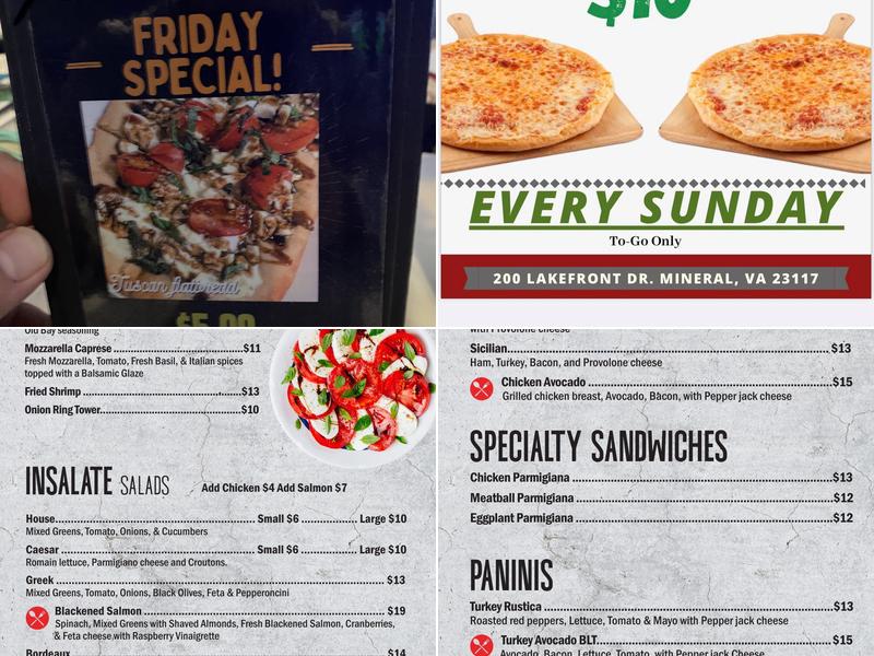 The Lounge on Lake Anna Menu