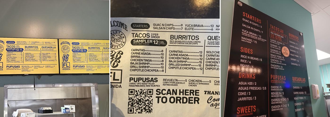 Zipitios -Florida Ave Menu