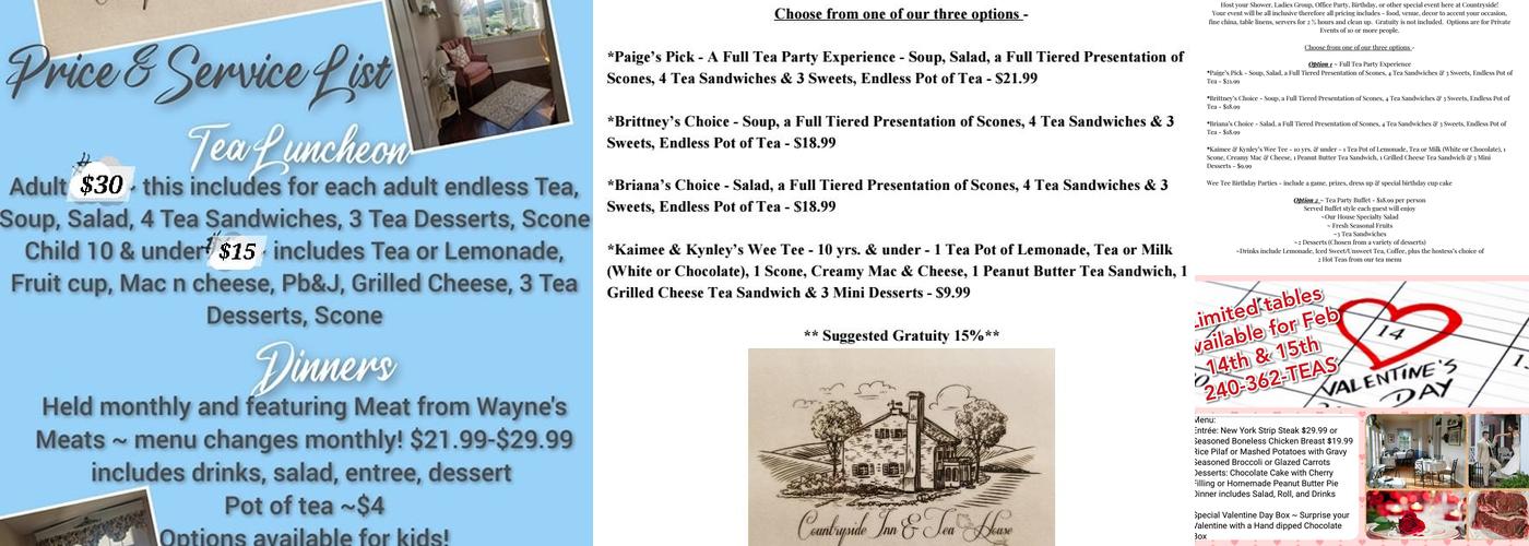 Countryside Inn & Tea House Menu